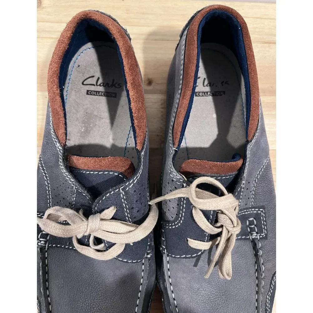 Clarks‎ 'Kendrick Sail' Blue Leather Nubuck Textile/Synthetic Boat Shoes Size 9M